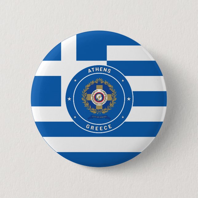 Athen, Griechenland - Emblem und Flagge Button (Vorderseite)