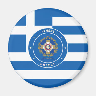 Athen, Griechenland - Emblem und Flagge Magnet