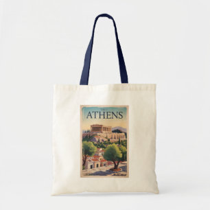 Athen Griechenland Illustration Reise Kunst Vintag Tragetasche
