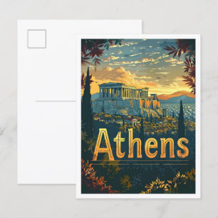 Athen Griechenland Klassische Kunst Retro Vintage Postkarte