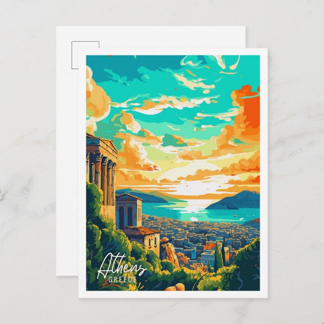 Athen Griechenland Kunstzeitalter Postkarte (Vorne/Hinten)