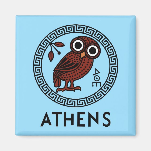 Athen, Griechenland mit athenischem Owl & Meander- Magnet (Vorne)