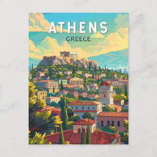 Athen Griechenland Reise Kunst Vintage Postkarte
