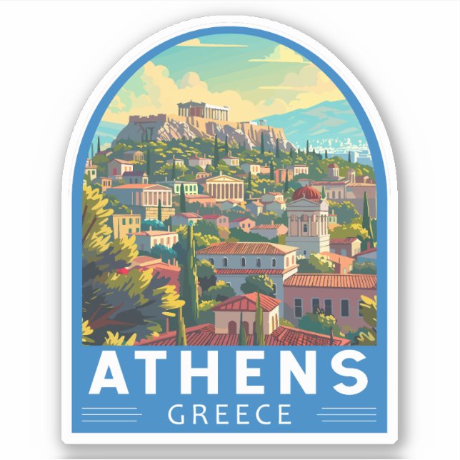 Athen Griechenland Reisen Kunst Vintag Aufkleber (Vorderseite)