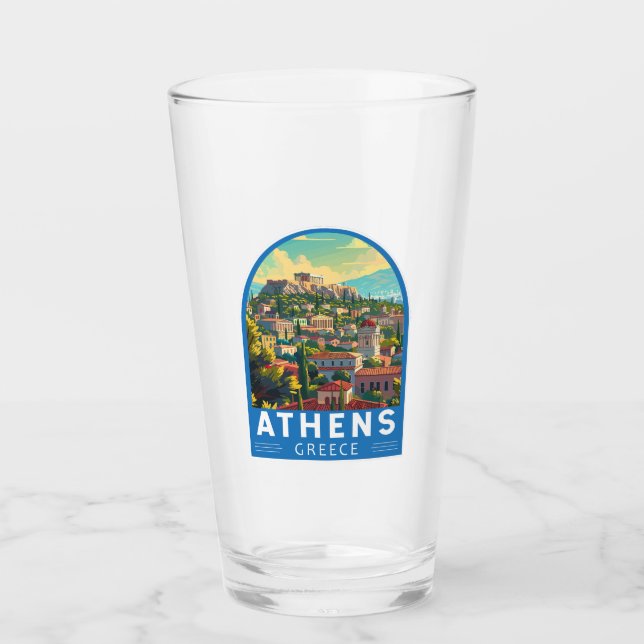Athen Griechenland Reisen Kunst Vintag Glas (Vorderseite)