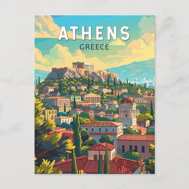 Athen Griechenland Reisen Kunst Vintag Postkarte (Vorderseite)