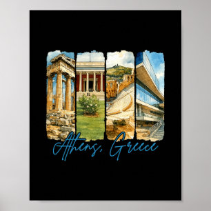 Athen Griechenland Reisende Reise Pinselstrich Sou Poster