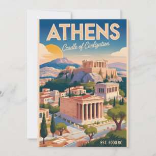 Athen Griechenland Retro-Silhouette Stadtansicht R Feiertagskarte