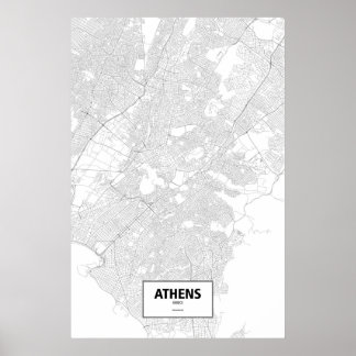 Athen, Griechenland (schwarz auf weiß) Poster