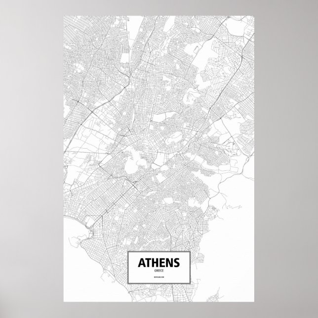 Athen, Griechenland (schwarz auf weiß) Poster (Vorne)