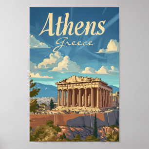 Athen Griechenland Vintag Berühmter Reiseort Poster