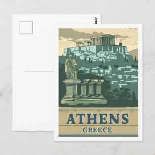 Athen Griechenland Vintage Berühmter Reiseort Postkarte
