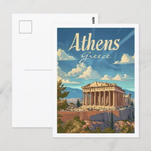 Athen Griechenland Vintage Berühmter Reiseort Postkarte