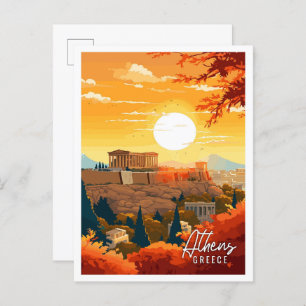 Athen Griechenland Vintage-Illustration Postkarte