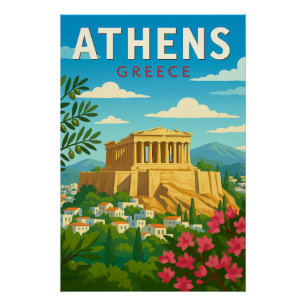 Athen Griechenland Vintage Reise Parthenon Akrop Poster