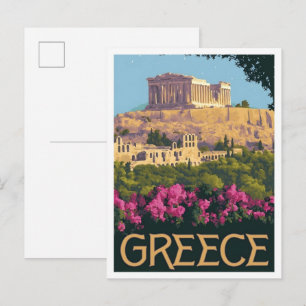 Athen Griechenland Vintage Reise  Postkarte