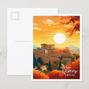 Athen Griechenland Vintage-Reiseillustration Postkarte