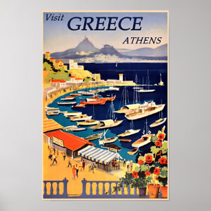 Athen, Griechenland Vintage-Reiseplakat Poster