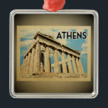 Athen Griechenland Vintage Travel Ornament<br><div class="desc">Ein cooles,  Vintages Athen-Ornament mit griechischen Parthenon-Ruinen.</div>