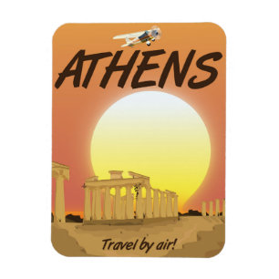 Athen "Reisen Sie auf dem Luftweg" Goldener Sonnen Magnet