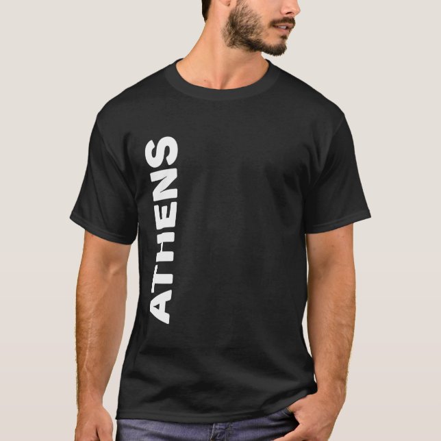 Athen Vertikaler Text T-Shirt (Vorderseite)