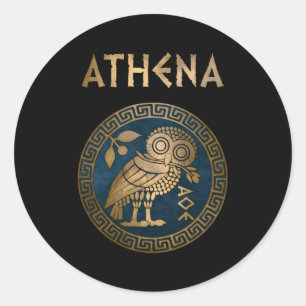 Athena Athenian Owl Symbol der griechischen Göttin Runder Aufkleber