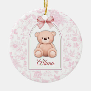Athena Benutzerdefiniertes rosa Teddy-Bär-Kinder Keramik Ornament