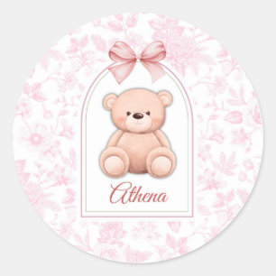 Athena Benutzerdefiniertes rosa Teddy-Bär-Kinder Runder Aufkleber
