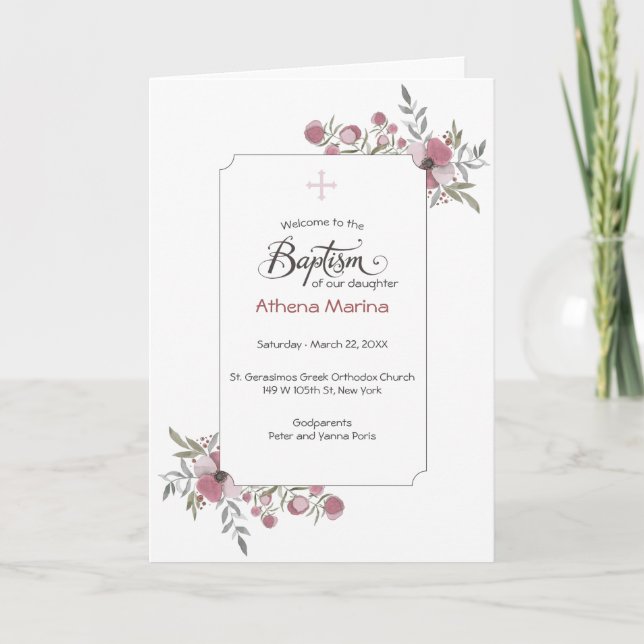 Athena Greek Orthodox Church Baptism Program Programm (Vorderseite)