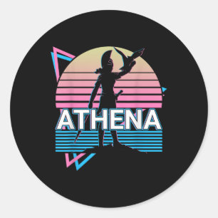Athena, griechische Göttin der Weisheit und des Kr Runder Aufkleber