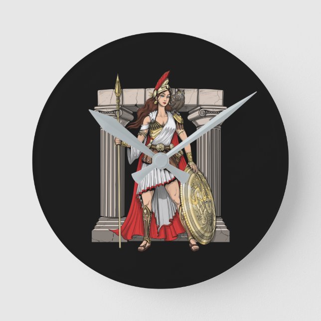Athena Griechische Göttin Runde Wanduhr (Vorderseite)