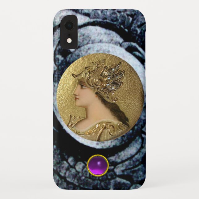 ATHENA MIT FANTASY GRIFFINS UND LILA GEMSTONE Case-Mate iPhone HÜLLE (Rückseite)