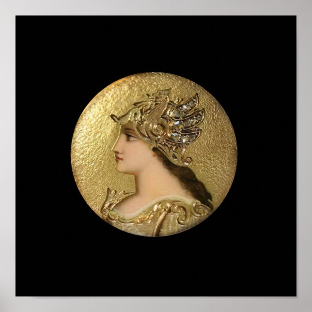 ATHENA PORTRAIT MIT GOLDEN HELMET UND GRIFFINEN POSTER (Vorne)