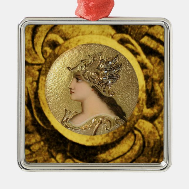 ATHENA PORTRAIT MIT GOLDEN HELMET UND GRIFFINEN SILBERNES ORNAMENT (Vorne)