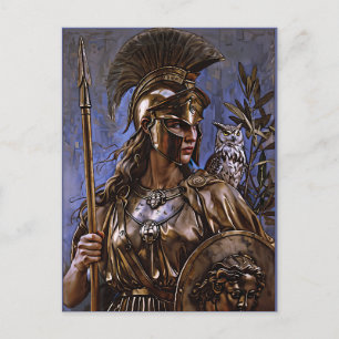 „Athena’s Eternal Vigil“ Farbporträt Feiertagspostkarte