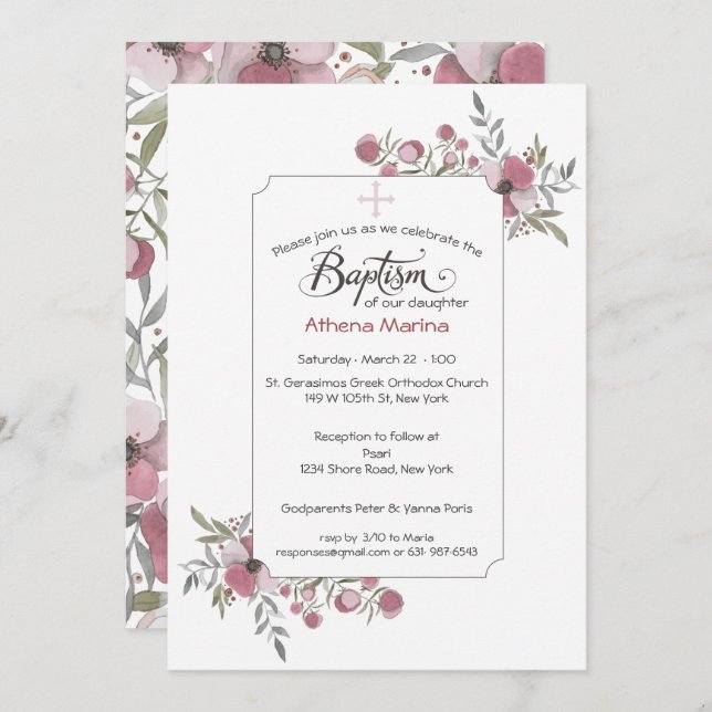 Athena Taufe Einladung (Vorne/Hinten)