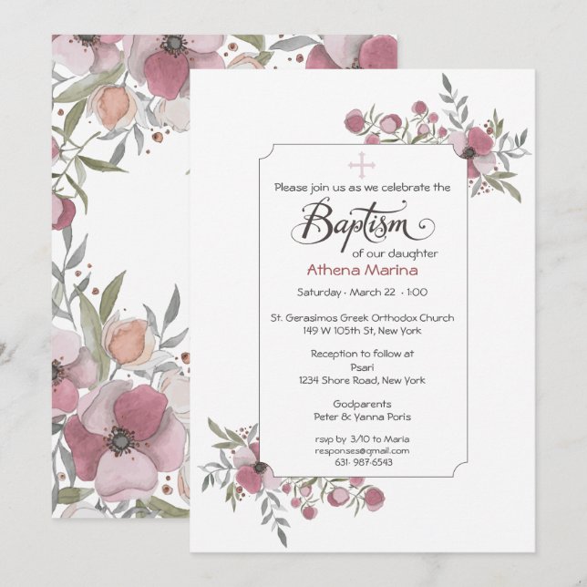 Athena Taufe Einladung. Einladung (Vorne/Hinten)