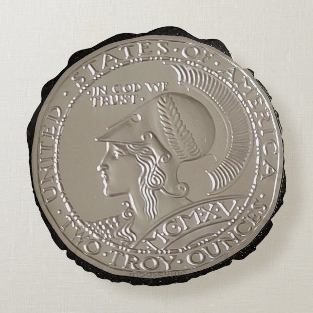 Athena und Owl Two Ounce .999+ Silber Rundes Kissen (Rückseite)