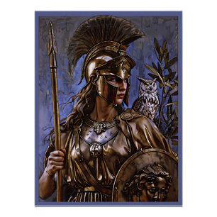"Athena's Eternal Vigil" Farbiges Portrait Poster