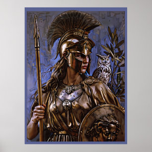 "Athena's Eternal Vigil" Farbiges Portrait Poster