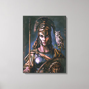 "Athena's Fierce Loyalty" Farbiges Portrait Leinwanddruck