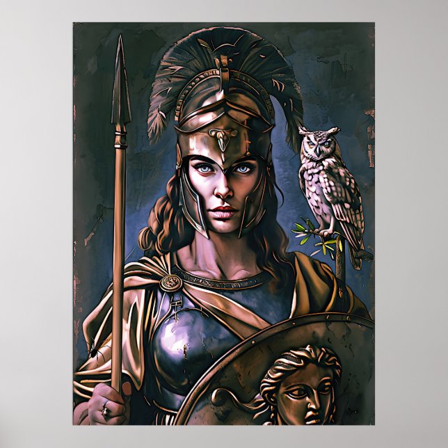"Athena's Fierce Loyalty" Farbiges Portrait Poster (Vorne)