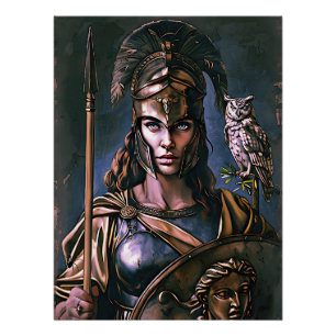 "Athena's Fierce Loyalty" Farbiges Portrait Poster