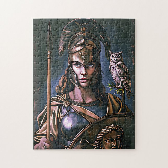 "Athena's Fierce Loyalty" Farbiges Portrait Puzzle (Vertikal)