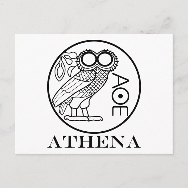 Athene Eule tetradrachm (Engravers-Schriftart) Postkarte (Vorderseite)