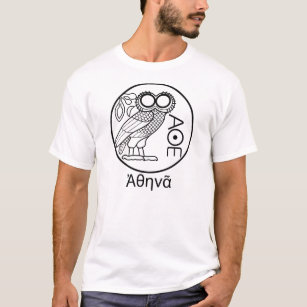 Athene Eule tetradrachm (griechischer Schriftart) T-Shirt