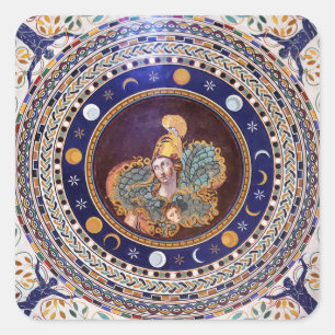 Athene-Mosaik in den Vatikan-Museen Quadratischer Aufkleber