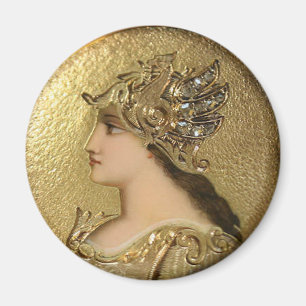 ATHENE-PORTRÄT MIT GOLDENEM STURZHELM UND GRYPHON MAGNET