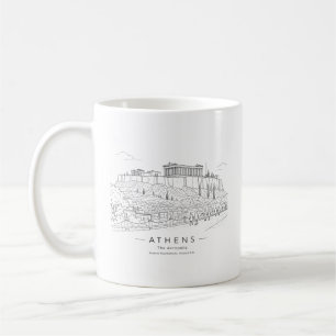 Athener Akropolis Parthenon Linienkunst Kaffeetasse