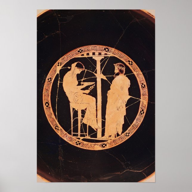 Athener Rot-Figur-Kylix mit Aegeus Poster (Vorne)